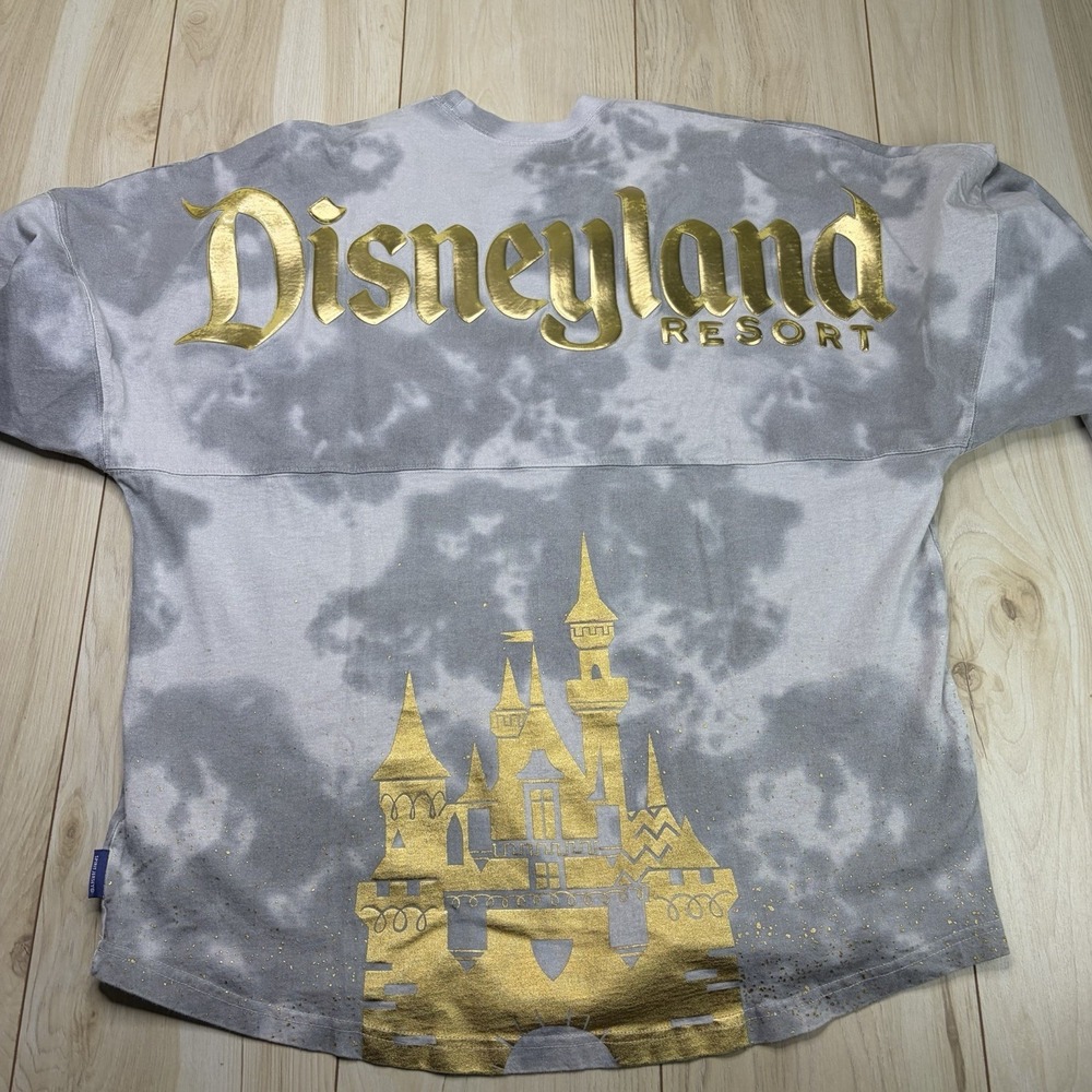 Disneyland Resort Glitter Gold Puff Print Logo Size Large Gray Dye Spirit Jersey